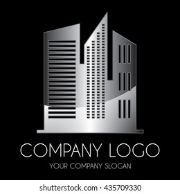 Builder Building Business Logo Real Estate Building Construction Logo design vector template. Skyscrapers Logo silhouette city buildings. Real Estate Commercial office property business center