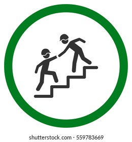 Builder Business Help vector bicolor rounded icon. Image style is a flat icon symbol inside a circle, green and gray colors, white background.