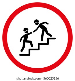 Builder Business Help vector bicolor rounded icon. Image style is a flat icon symbol inside a circle, intensive red and black colors, white background.