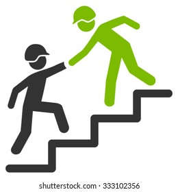 Builder Business Help vector icon. Style is bicolor flat symbol, eco green and gray colors, rounded angles, white background.