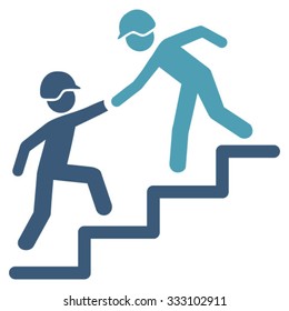 Builder Business Help vector icon. Style is bicolor flat symbol, cyan and blue colors, rounded angles, white background.