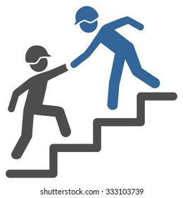 Builder Business Help vector icon. Style is bicolor flat symbol, cobalt and gray colors, rounded angles, white background.