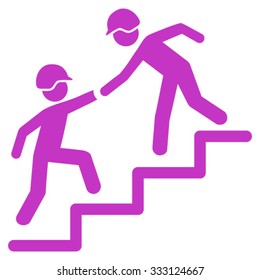 Builder Business Help vector icon. Style is flat symbol, violet color, rounded angles, white background.