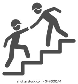 Builder Business Help vector icon. Style is flat symbol, gray color, rounded angles, white background.