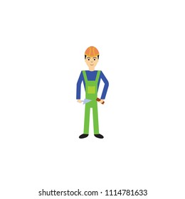 builder cartoon illustration. Element of profession cartoon icon for mobile concept and web apps. Colored builder flat illustration can be used for web and mobile. Premium icon on white background
