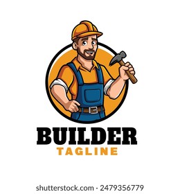 Builder Cartoon Mascot Logo Design for Your Company