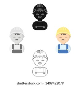 Builder cartoon,black icon. Illustration for web and mobile design.