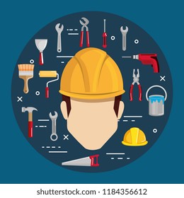 builder character with construction equipment