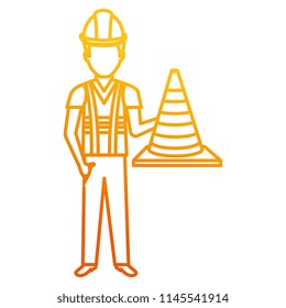 builder with cone and helmet character