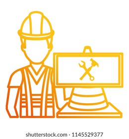 builder with cone and signal character