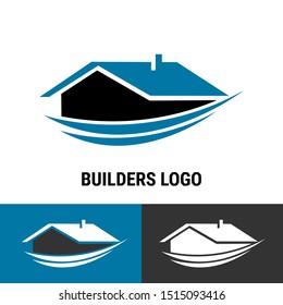 Builder construction business template with symbol of house, apartment, building material and construction illustration. Logo isolated in white background.