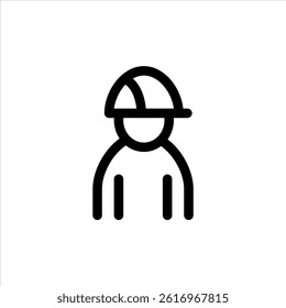 Builder, construction worker, person in hard hat. Vector graphic icon. Editable line.