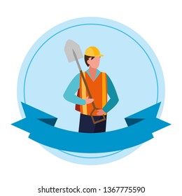 builder construction worker with shovel