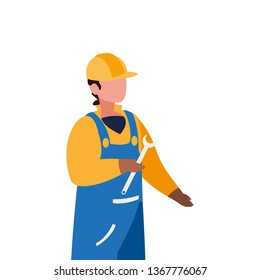 builder construction worker with wrench character