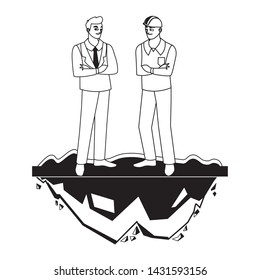 builder constructor with engineer on the lawn