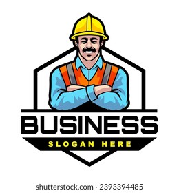 BUILDER CONTRACTOR MASCOT LOGO TEMPLATE