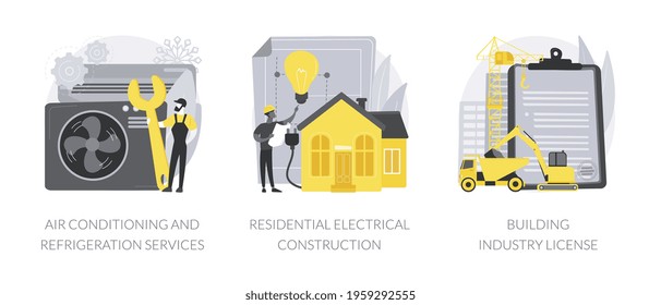 Builder contractor services abstract concept vector illustrations.