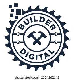 BUILDER DIGITAL LOGO Circular saw blade vector web icon ABSTRACK VECTOR