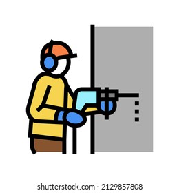 vector de icono de color de la pared de perforación del constructor. letrero de pared de perforación del constructor. ilustración de símbolo aislado
