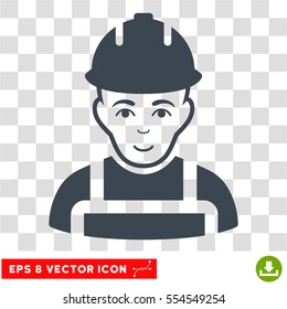 Builder EPS vector pictogram. Illustration style is flat iconic smooth blue symbol on chess transparent background.