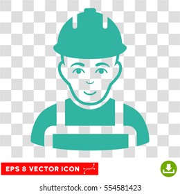 Builder EPS vector pictograph. Illustration style is flat iconic cyan symbol on chess transparent background.