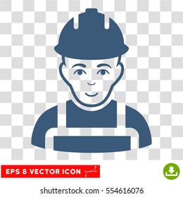 Builder EPS vector pictograph. Illustration style is flat iconic blue symbol on chess transparent background.