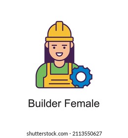Builder Female vector Filled Outline Icon Design illustration. Home Improvements Symbol on White background EPS 10 File