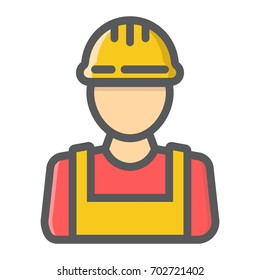 Builder filled outline icon, build and repair, construction worker sign vector graphics, a colorful line pattern on a white background, eps 10.