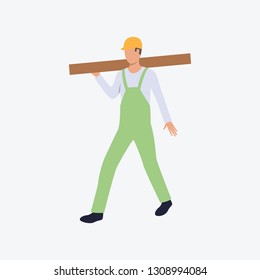 Builder flat icon. Timber, board, helmet. Occupation concept. Can be used for topics like construction, site, sawmill