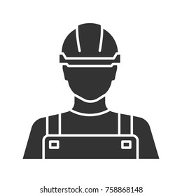 Builder glyph icon. Construction worker. Silhouette symbol. Negative space. Vector isolated illustration