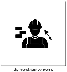 Builder glyph icon. Man build or repair houses.Construction worker. Important job.Professions concept. Filled flat sign. Isolated silhouette vector illustration