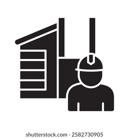 Builder glyph icon. use for modern concept, print, UI, UX kit, web and app development. Vector EPS 10, related to industrial, business, finance, investment.