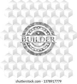 Builder grey badge with geometric cube white background