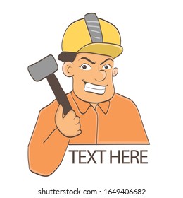 builder with hammer illustration. mascot for builder. technician  illustration vector.