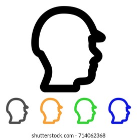 Builder Head icon. Vector illustration style is a flat stroke iconic builder head symbol with black, gray, green, blue, yellow color versions. Designed for web and software interfaces.