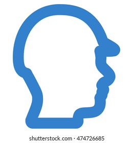 Builder Head vector icon. Style is contour flat icon symbol, cobalt color, white background.