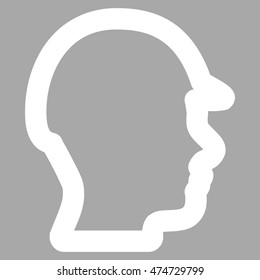 Builder Head vector icon. Style is outline flat icon symbol, white color, silver background.