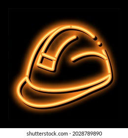 builder heavy helmet neon light sign vector. Glowing bright icon builder heavy helmet sign. transparent symbol illustration