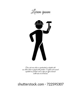 Builder in a helmet with a hammer. The builder icon