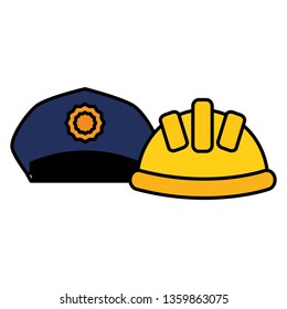 builder helmet with police hat