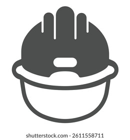 Builder helmet solid icon, making road concept. Vector graphics. Plastic cap for safety, construction sign on white background, glyph style icon for mobile or web design