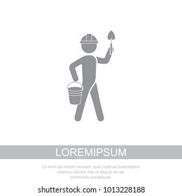 The builder in a helmet with a trowel. The builder icon