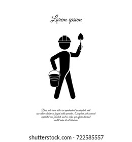 The builder in a helmet with a trowel. The builder icon