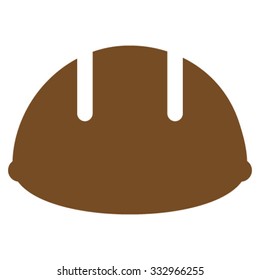 Builder Helmet vector icon. Style is flat symbol, brown color, rounded angles, white background.