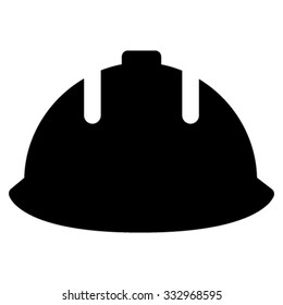 Builder Helmet vector icon. Style is flat symbol, black color, rounded angles, white background.