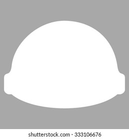 Builder Helmet vector icon. Style is flat symbol, white color, rounded angles, silver background.