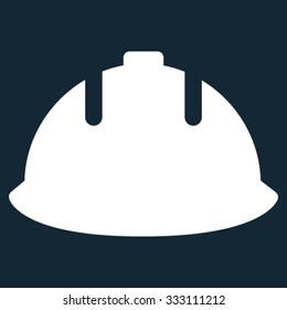 Builder Helmet vector icon. Style is flat symbol, white color, rounded angles, dark blue background.
