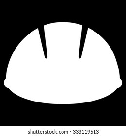 Builder Helmet vector icon. Style is flat symbol, white color, rounded angles, black background.
