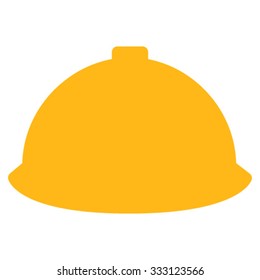 Builder Helmet vector icon. Style is flat symbol, yellow color, rounded angles, white background.