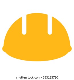 Builder Helmet vector icon. Style is flat symbol, yellow color, rounded angles, white background.